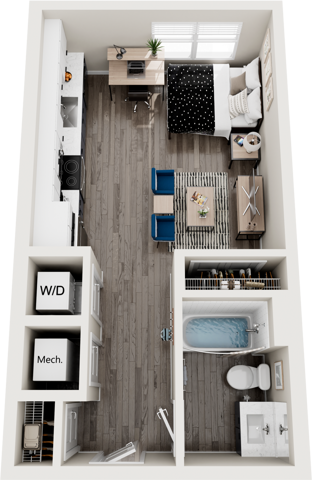 Spruce I - Balcony -  Studio Floor plan