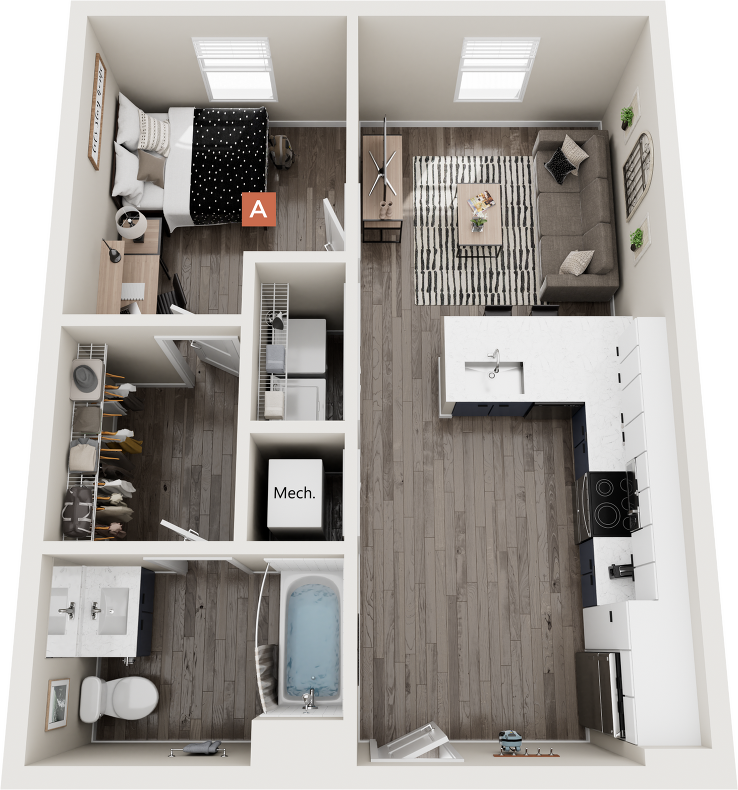 Aspen I - Balcony - 1x1 Floor plan