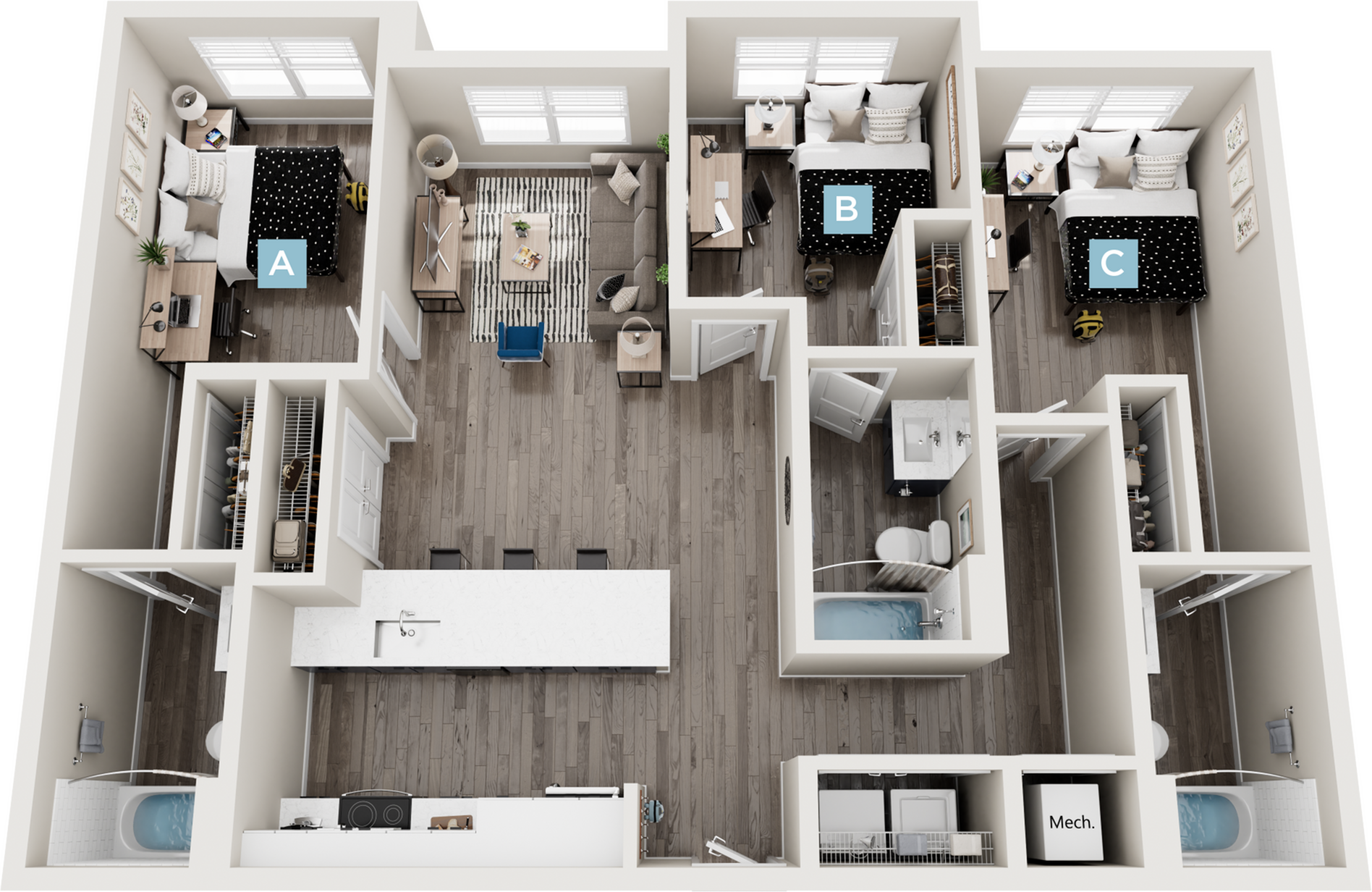 Cherry - Balcony - 3x3 Floor plan