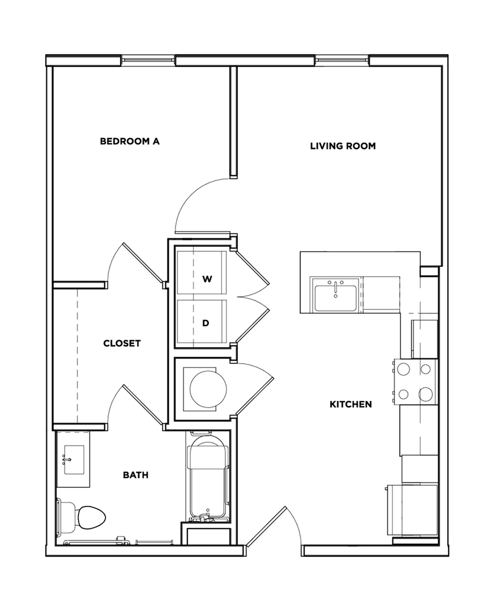 Aspen II - Balcony - 1x1 Floor plan