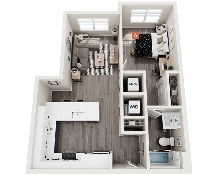 Alder - 1x1 Floor plan