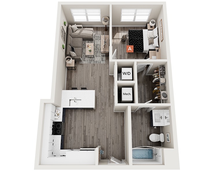 Ashe - 1x1 Floor plan