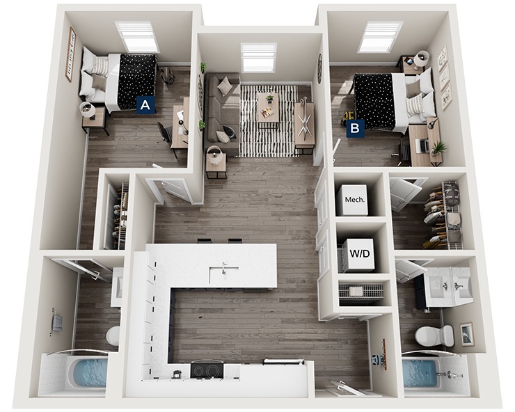 Buckeye - Balcony - 2x2 Floor plan