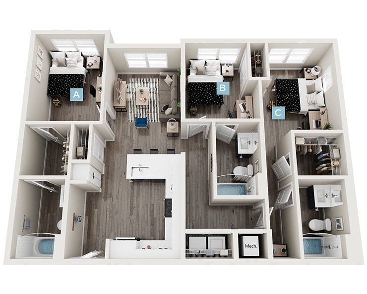 Cedar II - 3x3 Floor plan