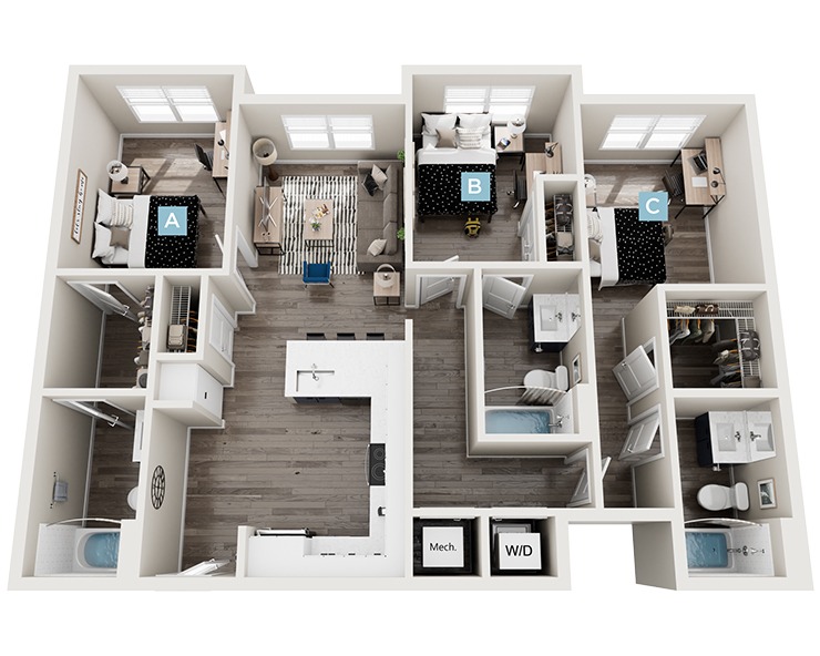 Cedar III - 3x3 Floor plan