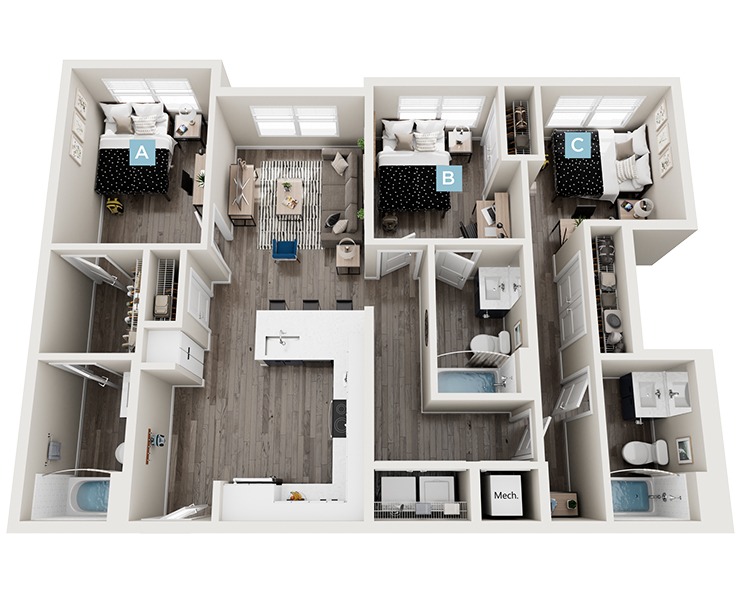 Chestnut - Balcony - 3x3 Floor plan