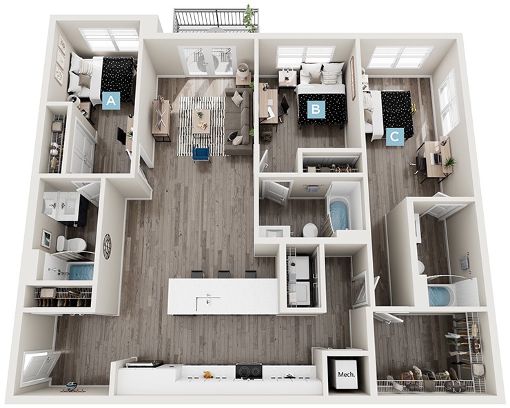 Clove I - Balcony - 3x3 Floor plan