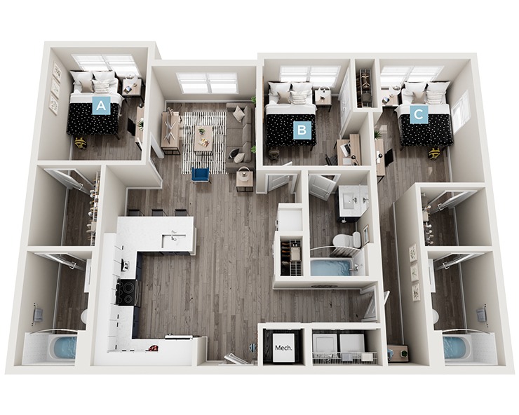 Cottonwood - Balcony - 3x3 Floor plan