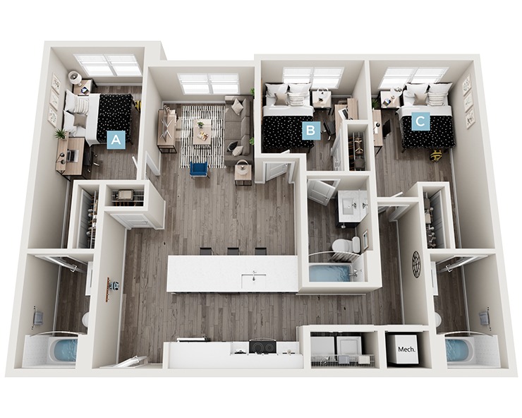 Cypress - Balcony - 3x3 Floor plan